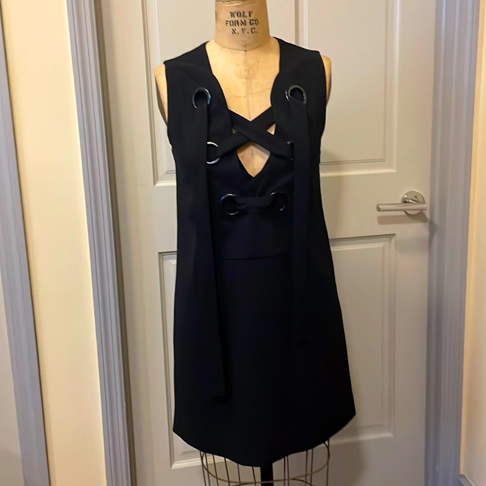 English Factory dress black polyester crepe never worn excellent condition
